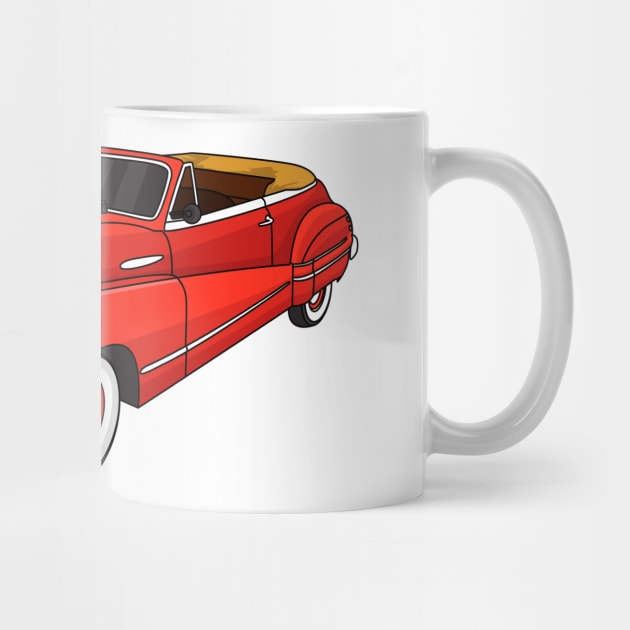 Classic red 1948 automobile by Cartoons of fun